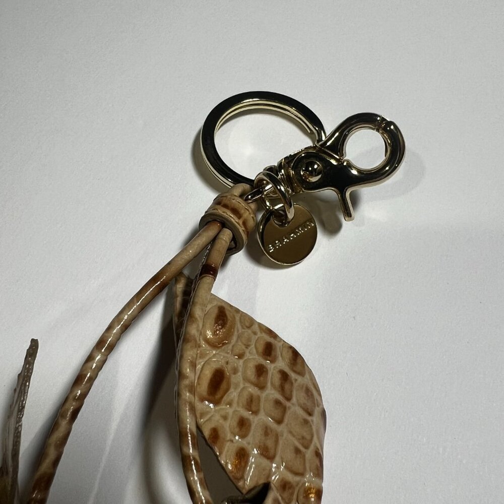 Brahmin RARE Hanging Roses Bag Charm / Key Fob Crocodile Gold - Picture 3 of 5